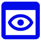 Eye icon in blue on white background