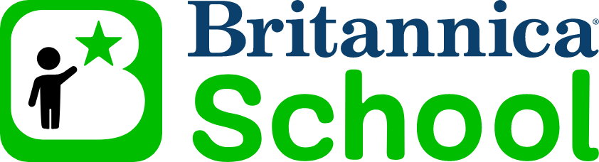 Britannica School logo in navy blue and green text