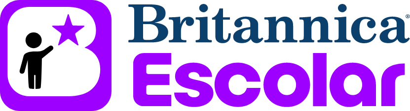 Britannica Escolar logo in navy blue and purple text