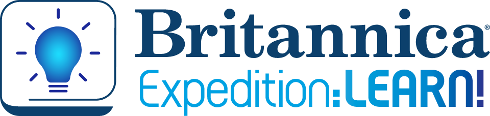 Britannica Expedition Learn logo in light blue text