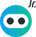 Cartoon face icon with blue eyes