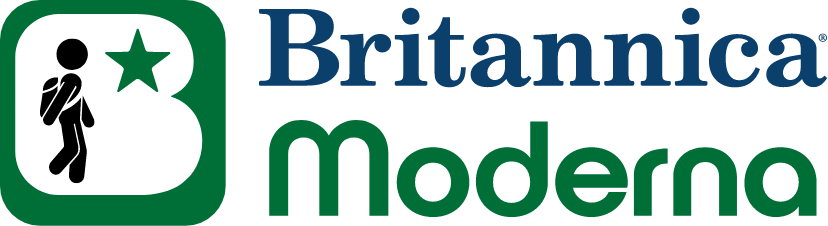 Britannica Moderna logo in navy and green text